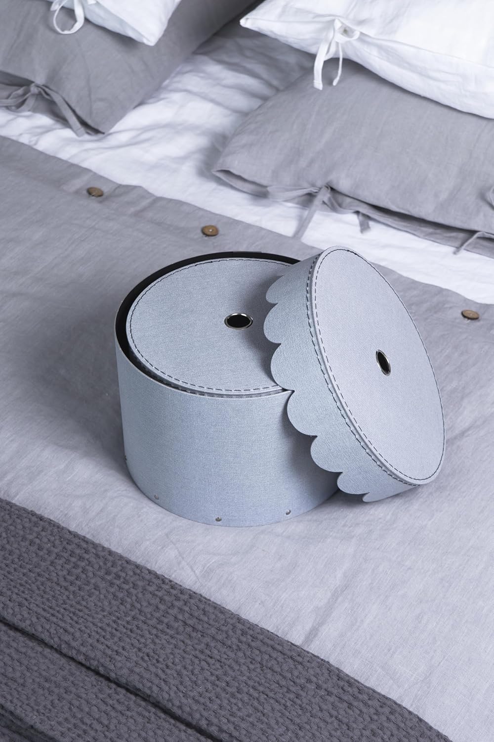 BIGSO WILMA 2er-Set runde Aufbewahrungsbox mit Deckel – Ordnungsbox mit Deckel für Kleidung, Spielze