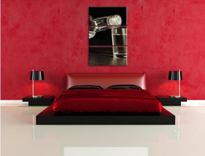 Pixxprint Vodka Flaschen Party als Leinwandbild/Grösse: 3 Teilig (120x80 cm) cm/Wandbild/Kunstdruck/