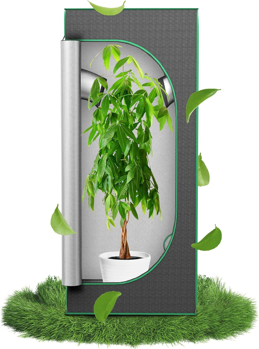 Growzelt Pflanzenzuchtzelt Indoor Anbauzelt 60x60x140 cm Grow Tent mit Reflektierender Innenfolie 60