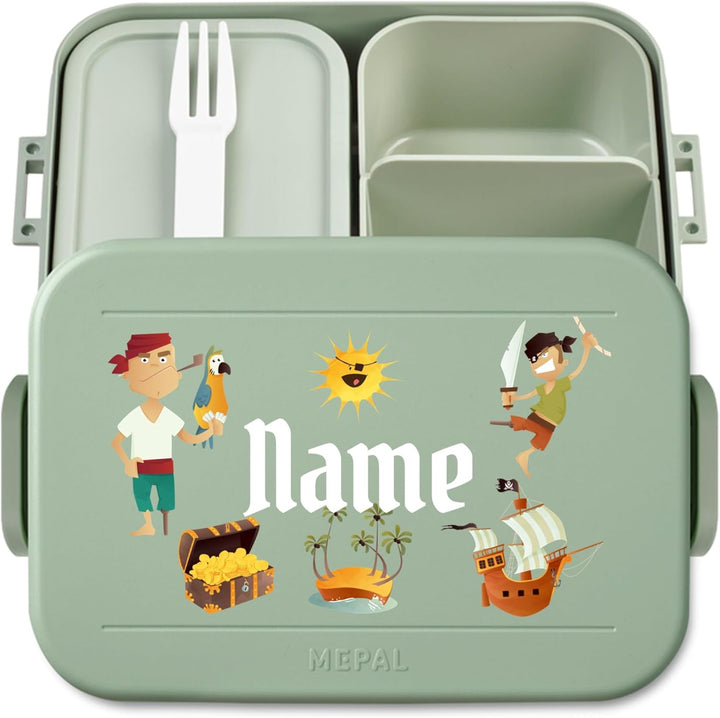 printplanet® Personalisierbare Brotdose „Layout Piraten“ – Lunchbox/Bento Box von Mepal – mit eigene