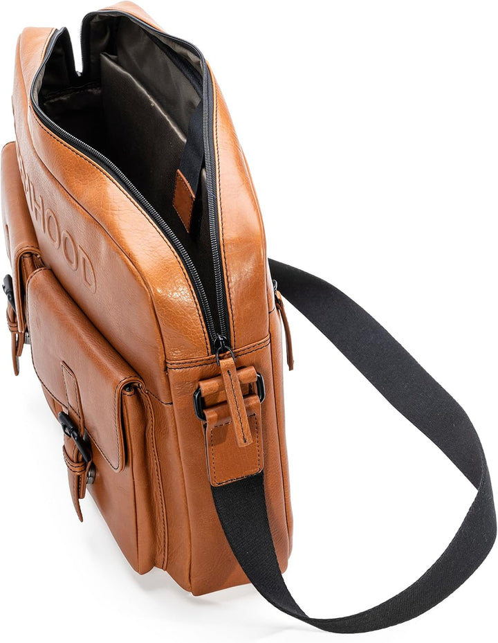 Memphis Damen/Herren Leder Aktentasche | Messenger Bag mit längenverstellbarem Umhängeriemen | 38 cm
