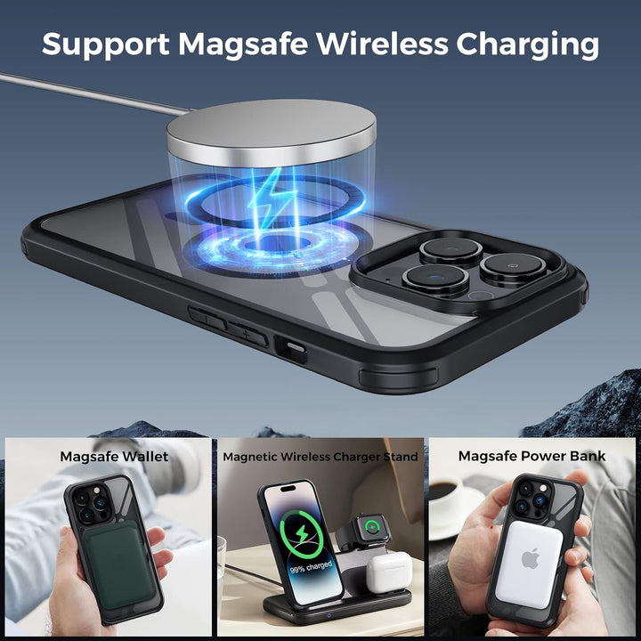 Holidi iPhone 14 Pro Max Hülle für Magsafe, 360 Grad Hülle, Handyhülle Schutzhülle mit Eingebautem 9