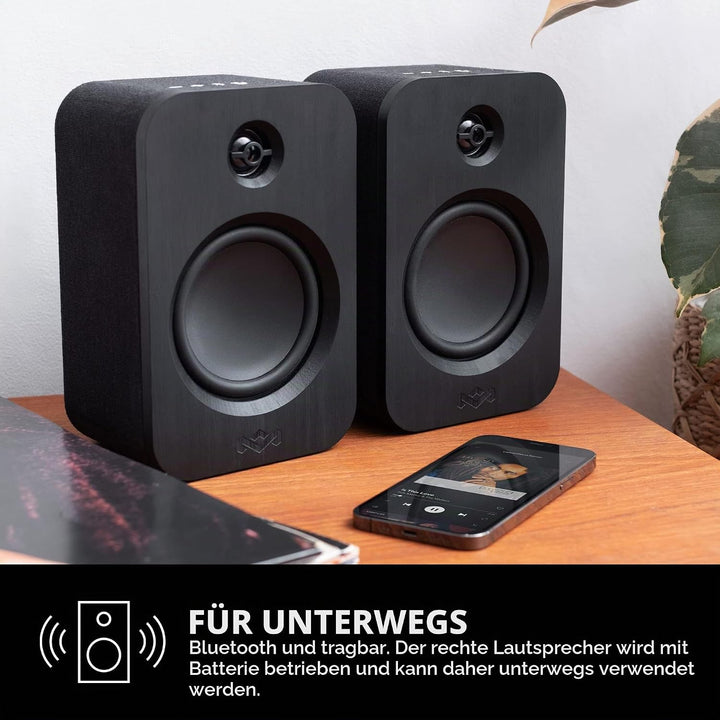 House of Marley Get Together Duo Bluetooth Lautsprecher Boxen Schwarz - Nachhaltig hergestellte Rega