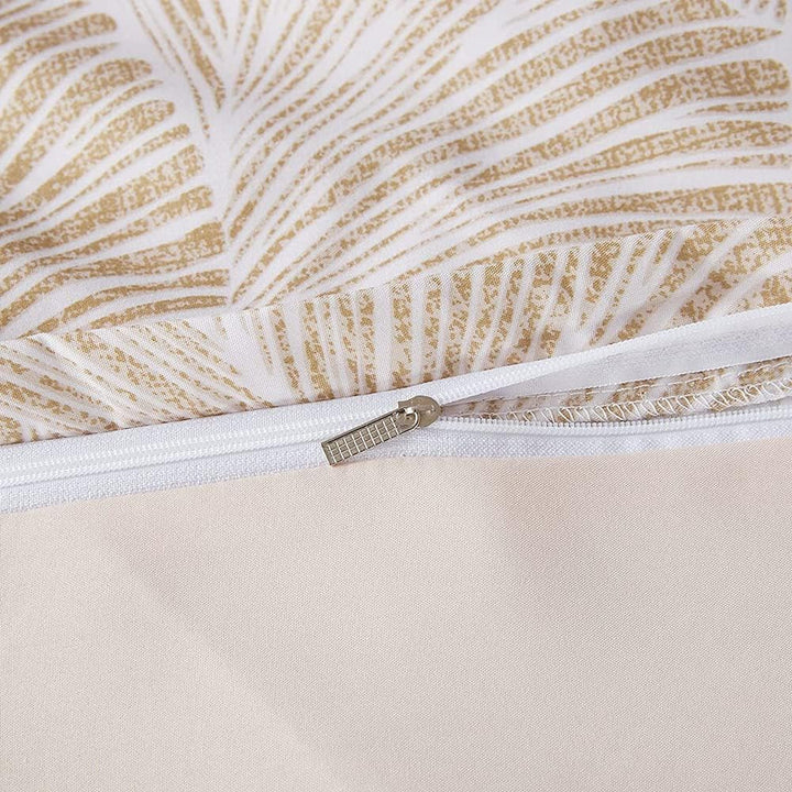 Nayoroom Bettwäsche 135x200 4teilig Beige Blätter Muster Bettbezug Microfaser Tropisch Palmenblätter