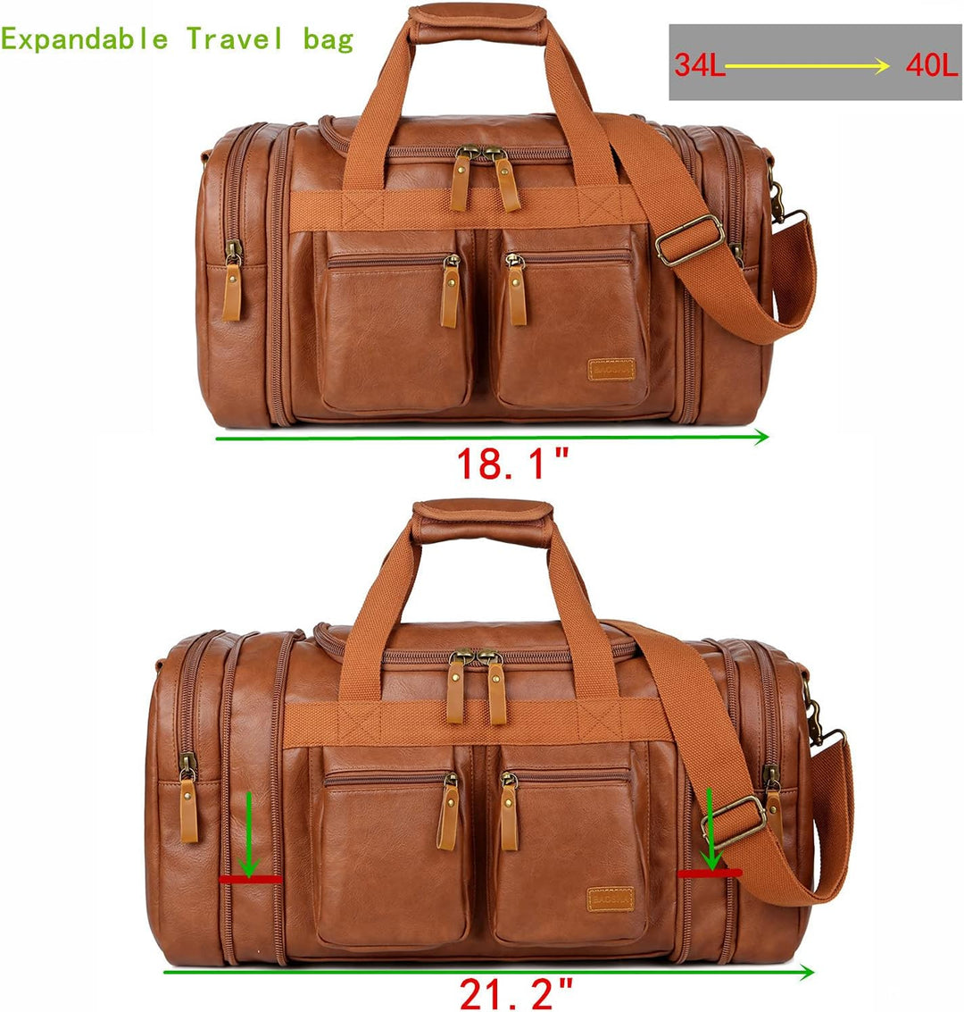 HB-21 Reisetasche, Wochenendtasche, Leder, zum Handgepäck, für Damen und Herren, braun, Braun