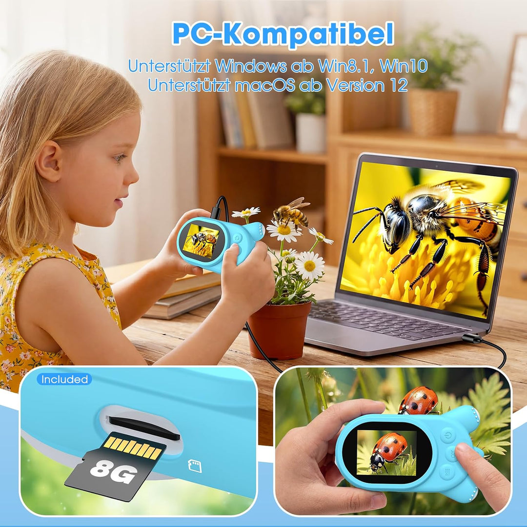 Mikroskop für Kinder - Digital Lupe Kinder mit 2-Zoll LCD HD Bildschirm, Handy Kinderkamera Microsco