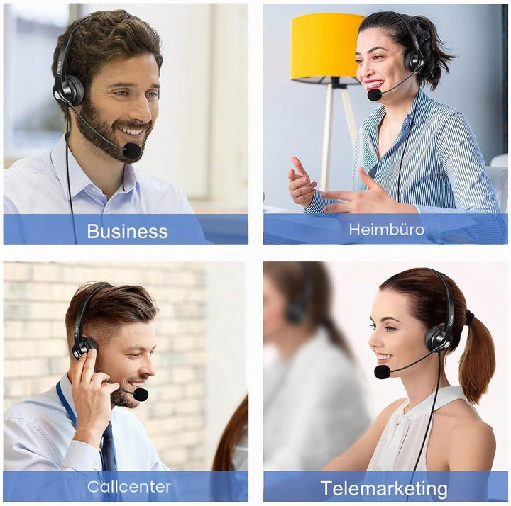 Telefon Headset RJ9 mit Mikrofon Noise Cancelling, Festnetztelefon Kopfhörer für Gigaset DA710 Polyc