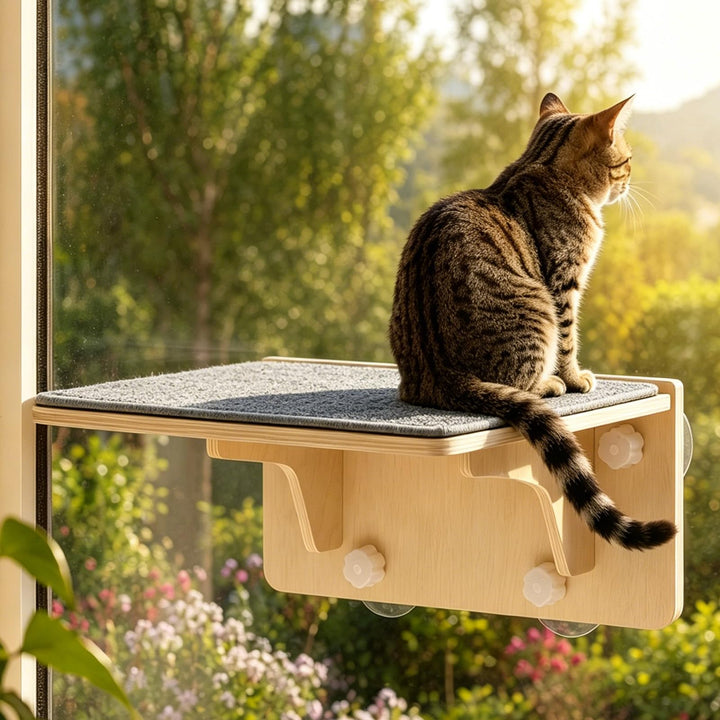 Katzen Fensterplätze (bis 16 kg), 2-in-1 für Wand &amp; Glas, Katzenkletterwand mit Waschbar Abnehmbar F