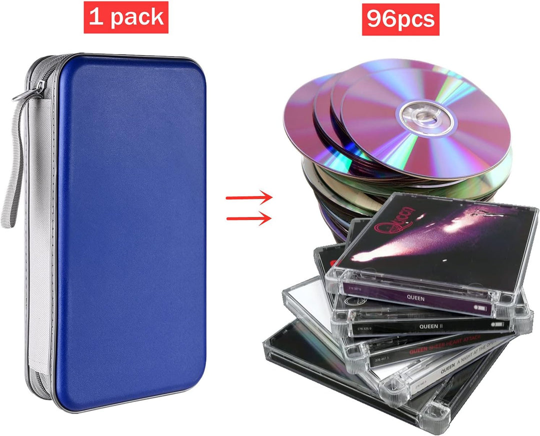 DVD-Tasche,96 Kapazität CD-Hülle Halter Lagerung Veranstalter Hartplastik Schutz Disc-Geldbörse für