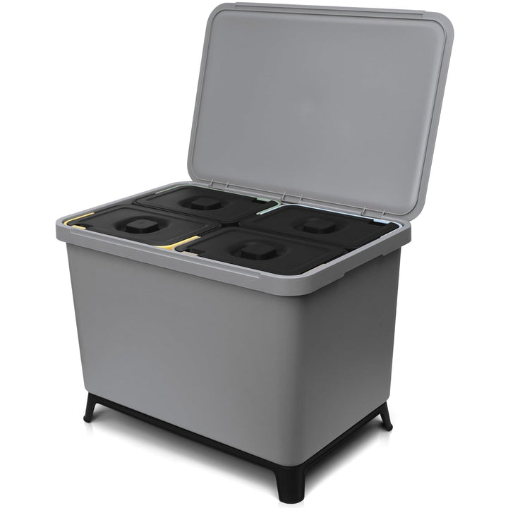 YourCasa® Mülleimer 4 Fächer [40L] im exklusiven Design Mülltrennsystem - Mülleimer Küche mit Deckel