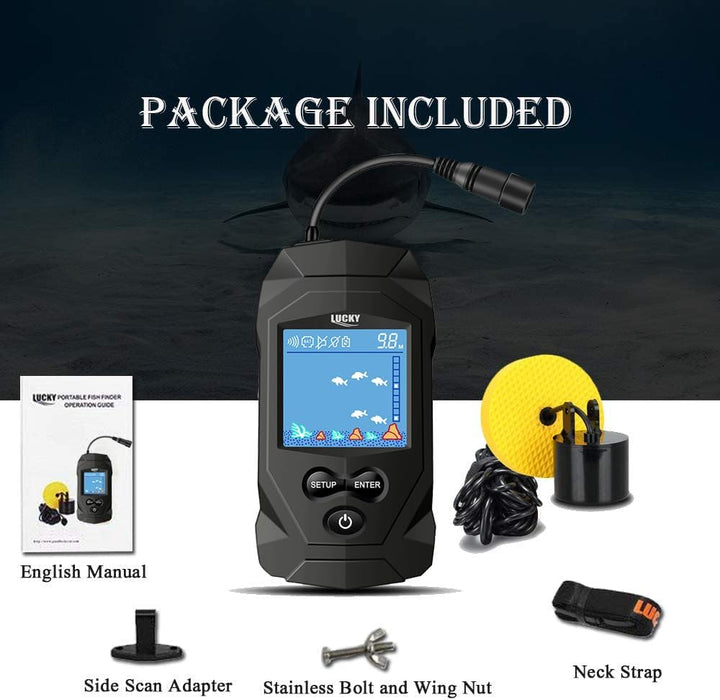 LUCKY Tragbares Marinegerät Fisch Finder Geber Angel Kajak Tiefenmesser Anzeige Sensor Sonar Fischfi