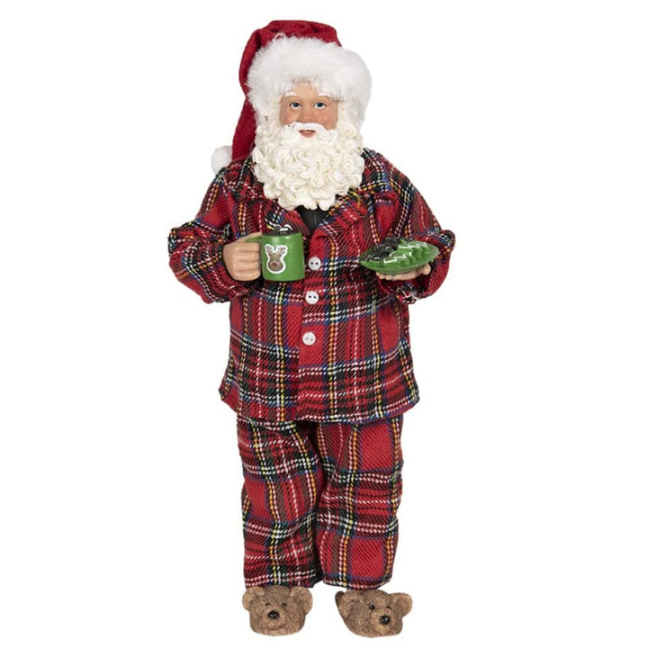 Clayre & Eef 64648 - Dekofigur in Form eines Weihnachtsmanns, mehrfarbig, aus Stoff auf Kunststoff,