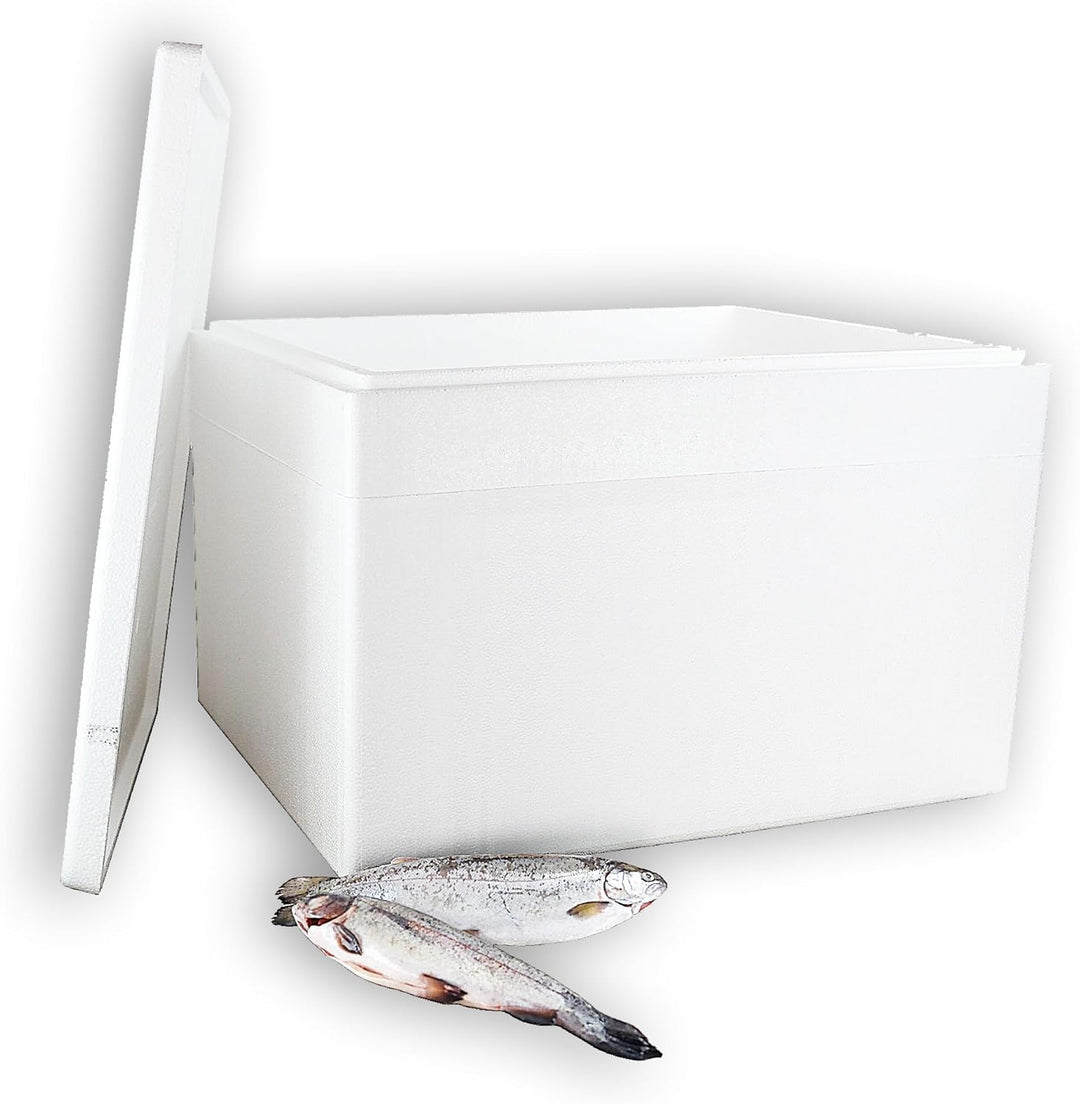 2 Thermoboxen Styropor XXL 64, 5Liter mit Deckel - Kühlbox Styropor - Wiederverwendbarer Isolierbehä