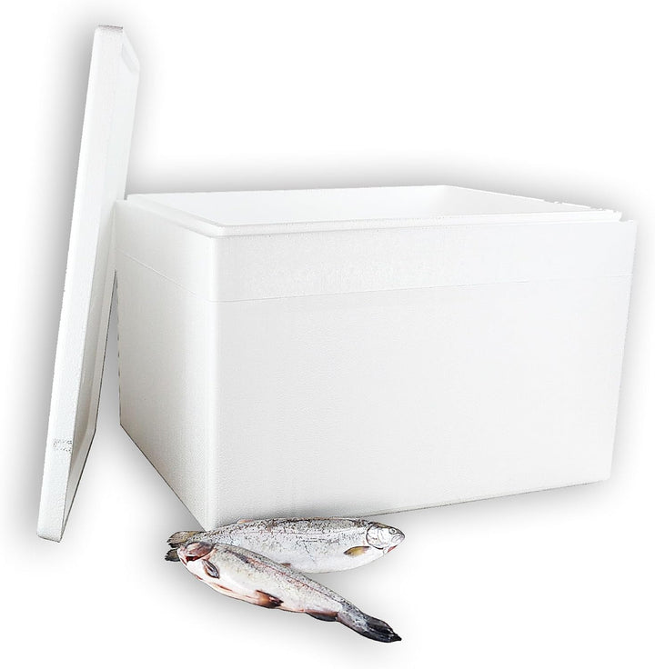 2 Thermoboxen Styropor XXL 64, 5Liter mit Deckel - Kühlbox Styropor - Wiederverwendbarer Isolierbehä