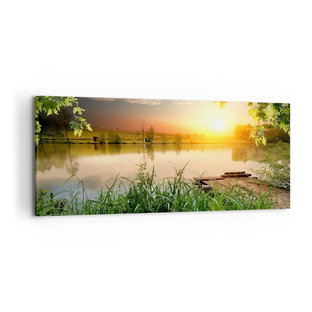 Wandbilder Dekoration Wohnzimmer Brücke See Panorama Bilder auf Leinwand 120x50cm Leinwandbild mit R