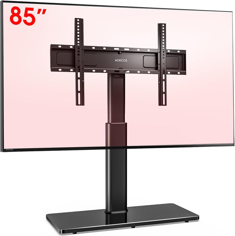 AOKCOS TV Standfuss TV Ständer Höhe 1130mm für 43-75 85 Zoll Fernseher, Neigbar Schwenkbar Höhenvers