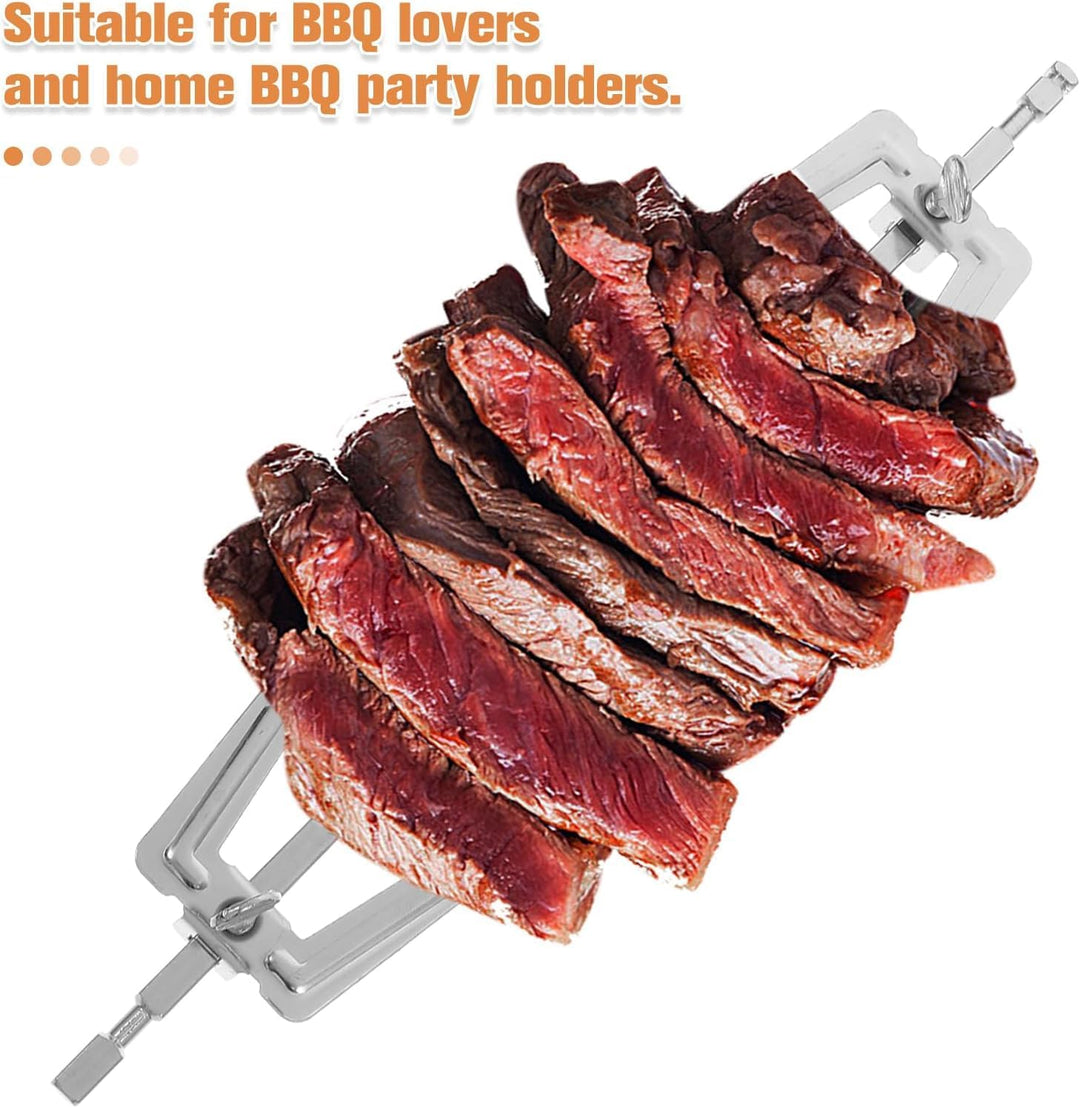 Grillspiess, Edelstahl Schaschlikspiesse, 27cm Rotierende Grill Fleischnadeln Rotisserie Gabel Brath