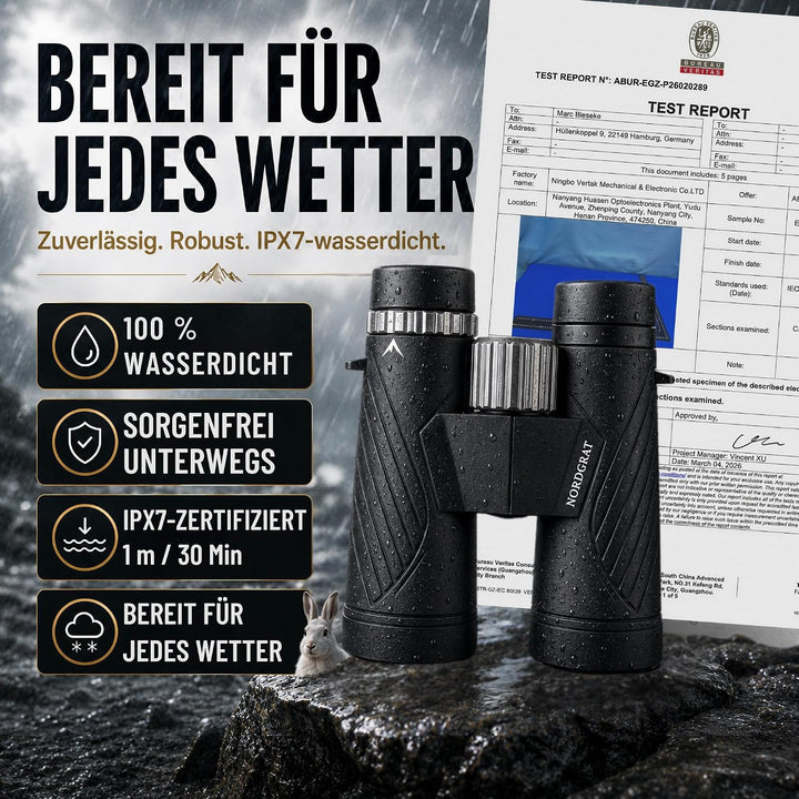 Fernglas 10x42 für Erwachsene – IPX7 wasserdicht, BAK-4-HD-Prisma, FMC-Linsen, phasenkorrigiert, für