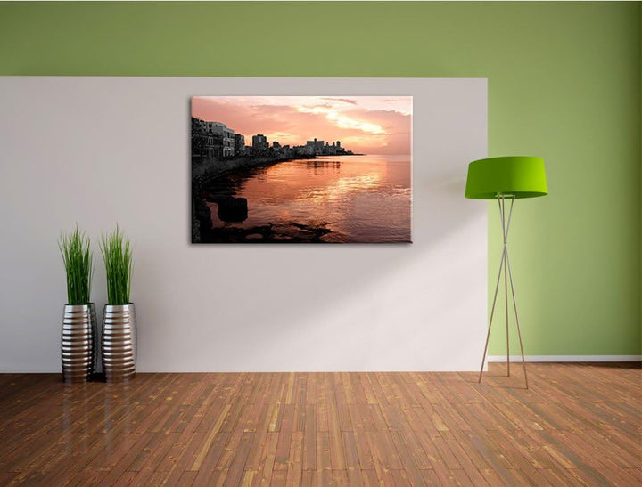 schöner Blick auf Stadt schwarz/weiss Format: 100x70 auf Leinwand, XXL riesige Bilder fertig gerahmt