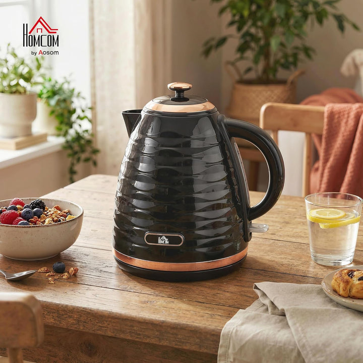HOMCOM Wasserkocher 1,7 L, 2200W, Kabellos, Schnellkochfunktion, BPA-Frei, Elektrischer Wasserkocher