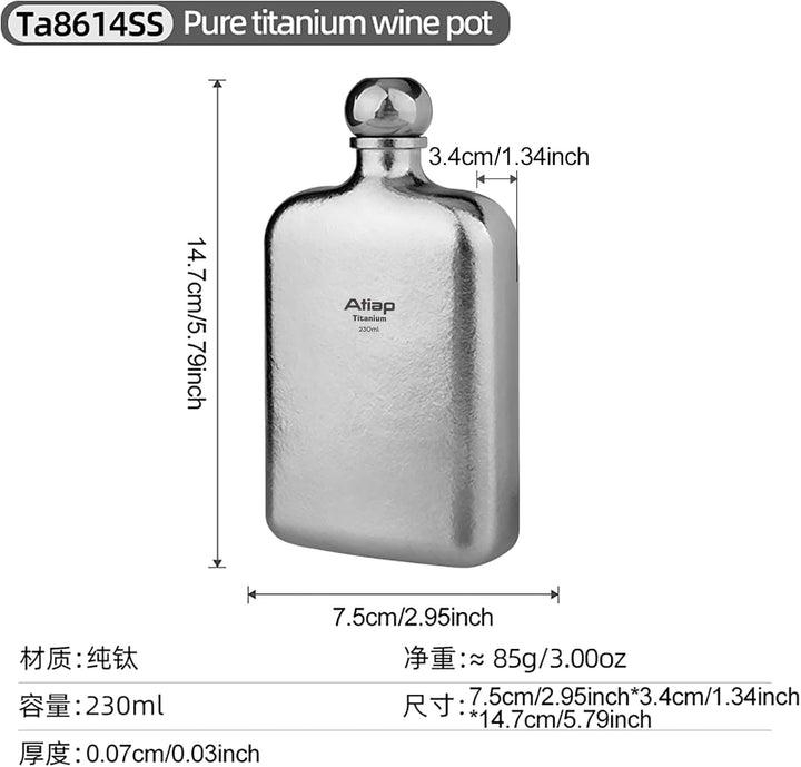 Titan-Flachmann, tragbar, auslaufsicher, Weintopf, Flagon, Trinkbecher mit Kappe für Outdoor, Campin
