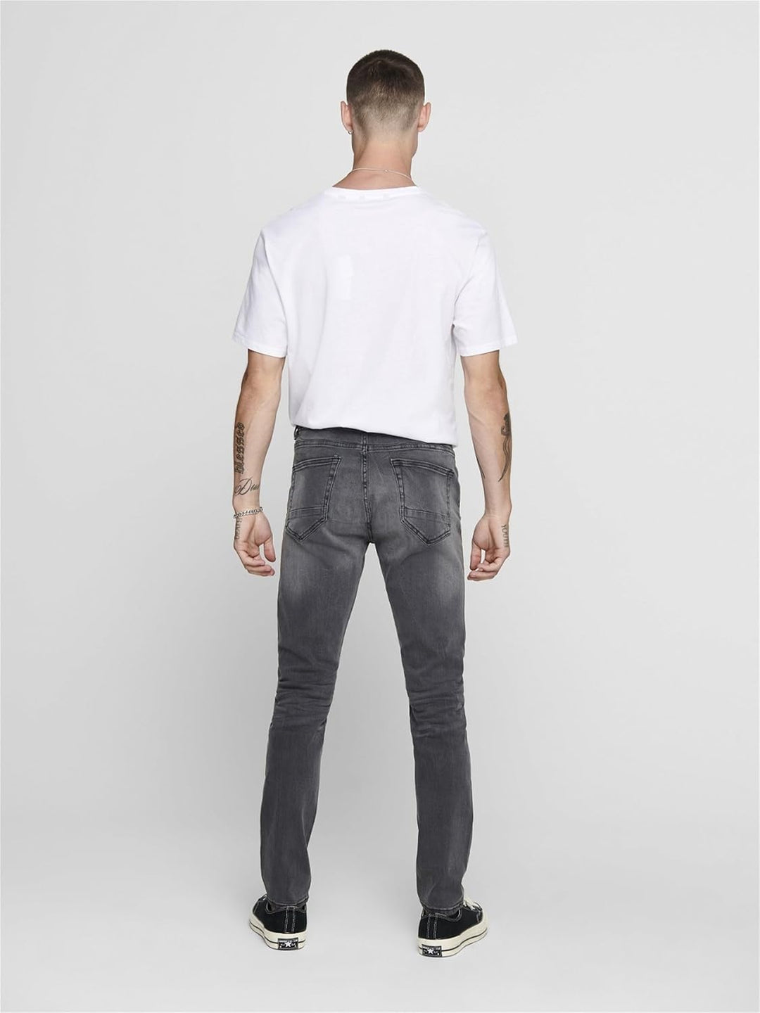 ONLY & SONS Male Skinny Jeans ONSWARP Niedrige Taille Skinny Fit Jeans 28W / 32L Grey Denim, 28W / 3