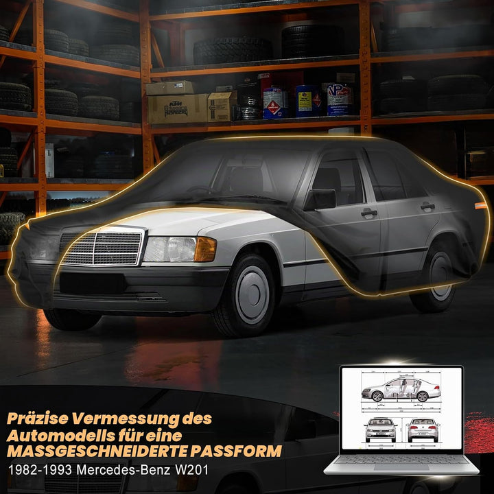 Autoabdeckung Wasserdicht für 1982-1993 Mercedes-Benz W201, Vollgarage Autoplane Auto Abdeckplane Wi