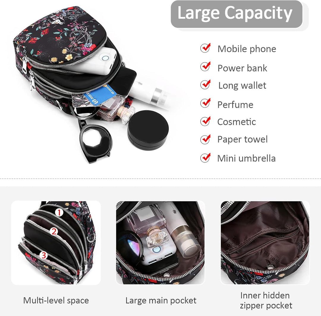 DIRRONA Damen Handtasche Lässiges Damen Umhängetasche Klein Rucksack Mode Drucken Schultertaschen Mu