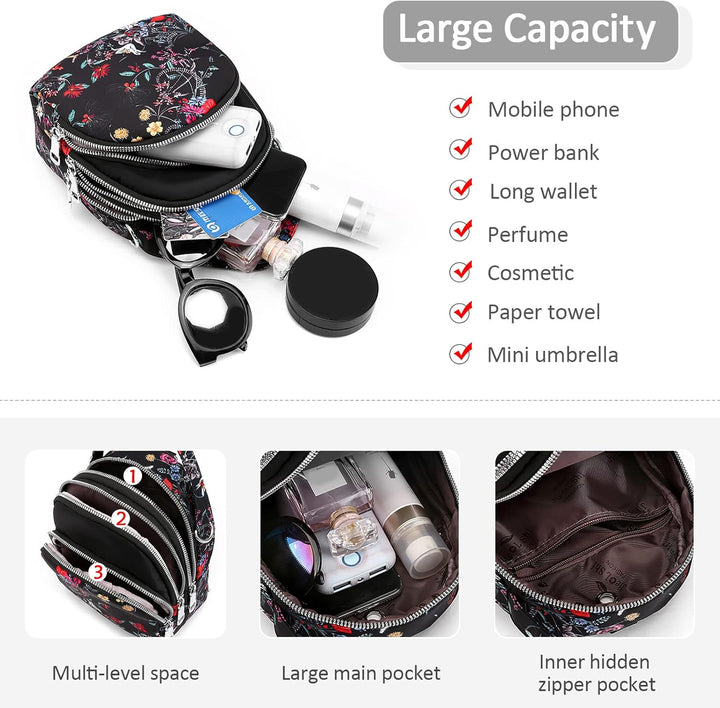 DIRRONA Damen Handtasche Lässiges Damen Umhängetasche Klein Rucksack Mode Drucken Schultertaschen Mu