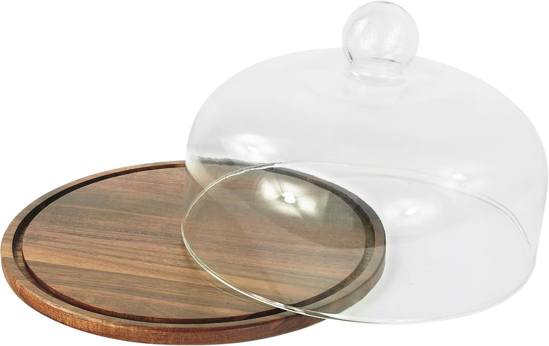 Relaxdays Tortenplatte, Glasdeckel, Kuchenplatte, hält Lebensmittel frisch, HD: 16x28 cm, Käseglocke
