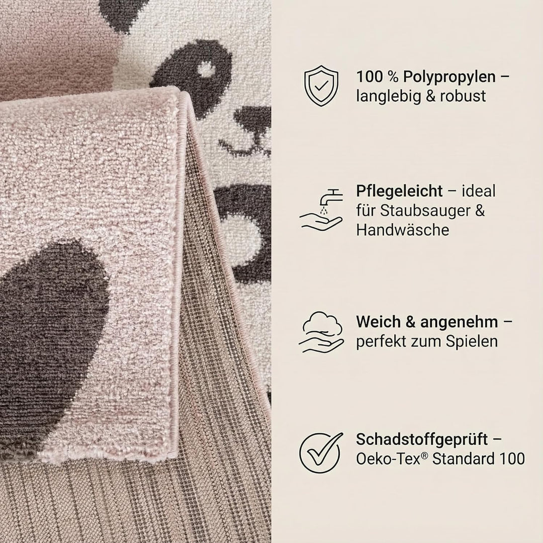 Jimri Teppich Kinderzimmer - Teppiche für Kinderzimmer, Kinderteppich, Kinderteppich Mädchen, Bär, H