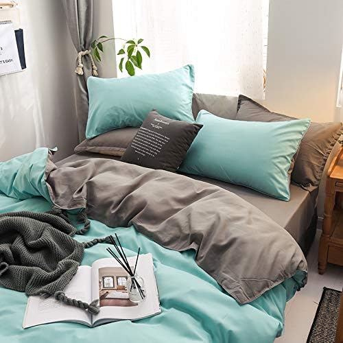 Damier Grün Bettwäsche 155×220cm Türkis Grau Wendebettwäsche Set 2 Teilig Superweiches Microfaser Be