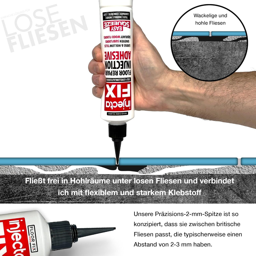 300 ml Easy Squeeze – Flexibler, starker Kleber zum Befestigen loser und hohler Fliesen + Holz-, LVT