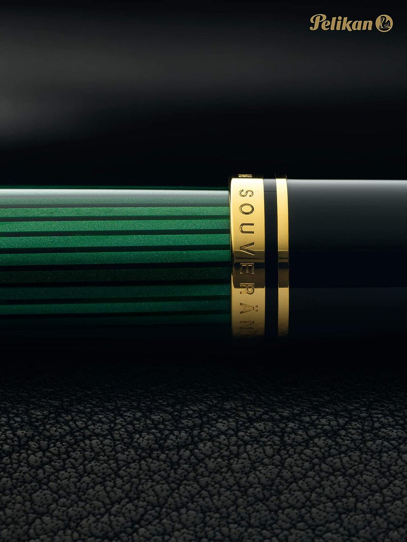Pelikan Kugelschreiber Souverän 600, Schwarz-Grün, hochwertiger Drehkugelschreiber im Geschenk-Etui,