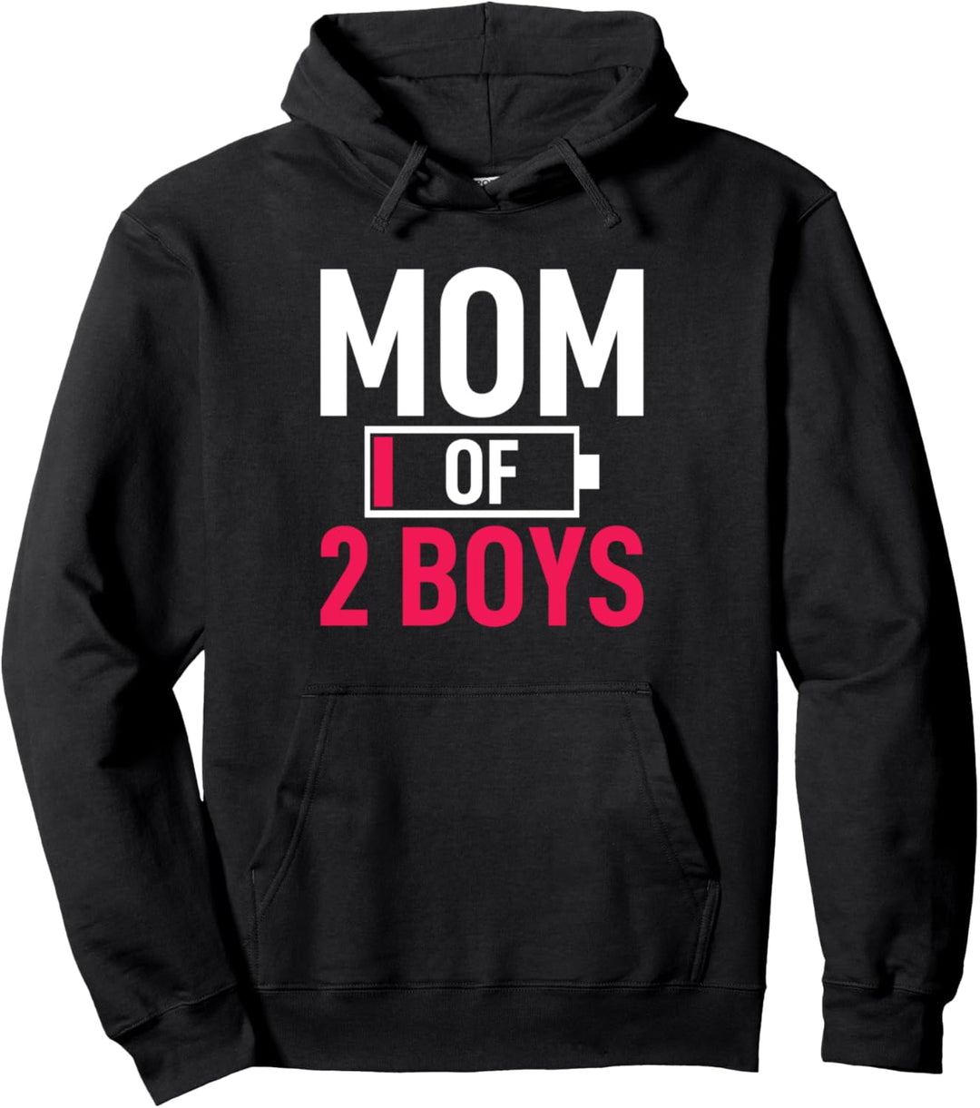 Mutter von 2 Jungen niedrige Batterie lustige Mütter Tag Pullover Hoodie