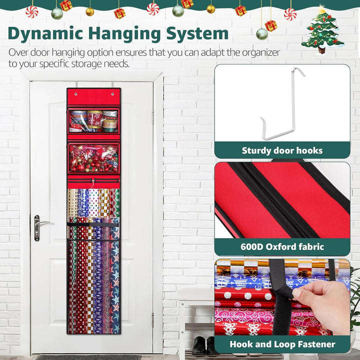 Geschenkpapier-Organizer, doppelseitig, zum Aufhängen, Geschenkpapierrollenhalter für Weihnachten, 1