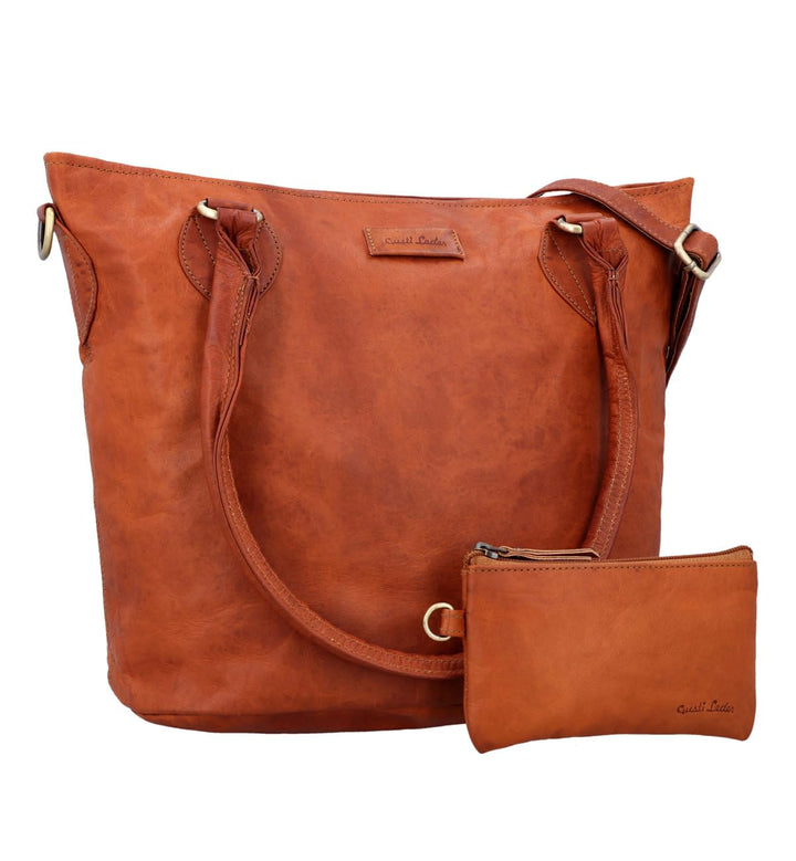 Gusti Handtasche Leder- Therese Damen Handtasche Umhängetasche Shopper Ledertasche Braun Leder