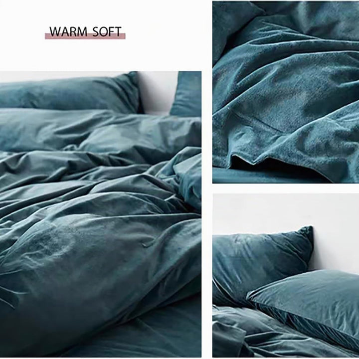 Michorinee Winter Plüsch Bettwäsche Set 220x240 Cashmere Touch Flauschig &amp; Warme Coral Fleece Uni Be