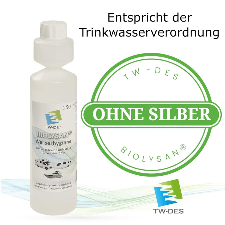 TW-DES Original Befüllfilter "COMFORT" mit Wasseruhr inkl. Wasserhygiene für Wohnmobil, Caravan, Boo
