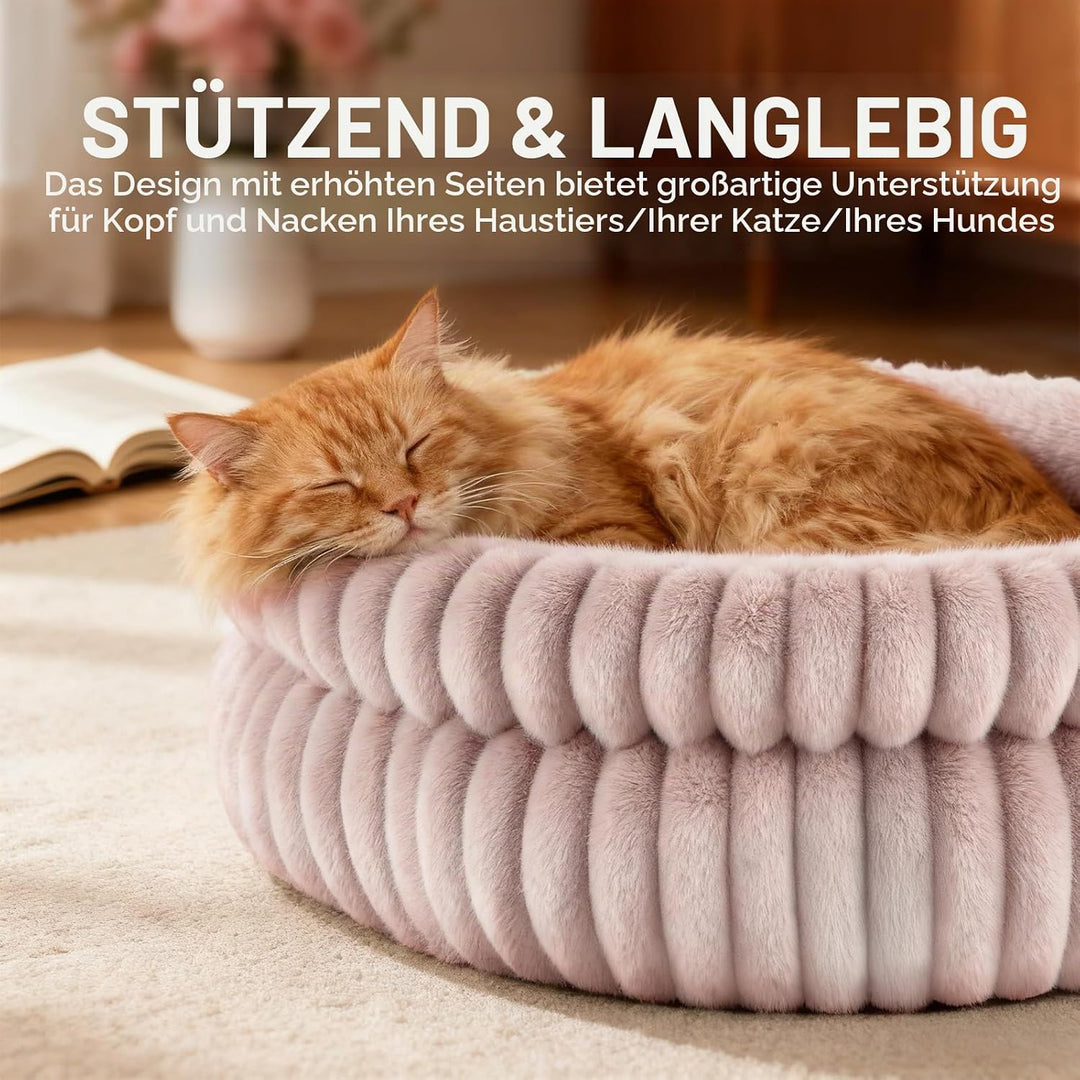 EDMIENS Katzenbett, Waschbar Indoor Katzenbett Flauschig, Rund Katzenkissen, zweiseitig Innenkissen