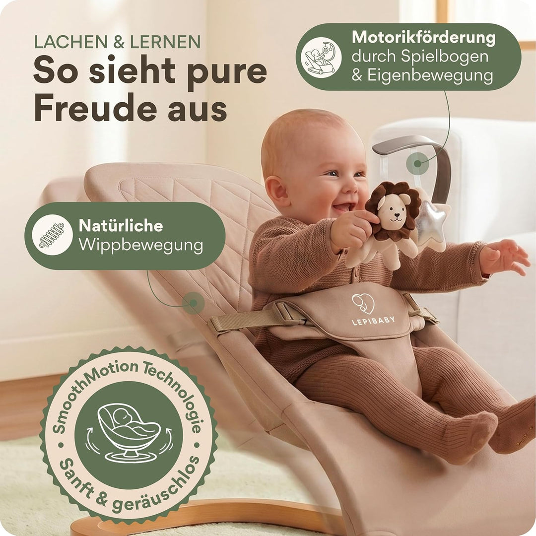 SamiBu Babywippe Faltbar &amp; Verstellbar | Baby Wippe Neugeborenen | Bouncer Newborn mit Spielbogen |