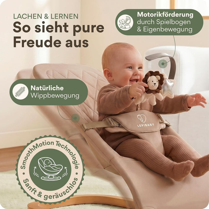 SamiBu Babywippe Faltbar &amp; Verstellbar | Baby Wippe Neugeborenen | Bouncer Newborn mit Spielbogen |