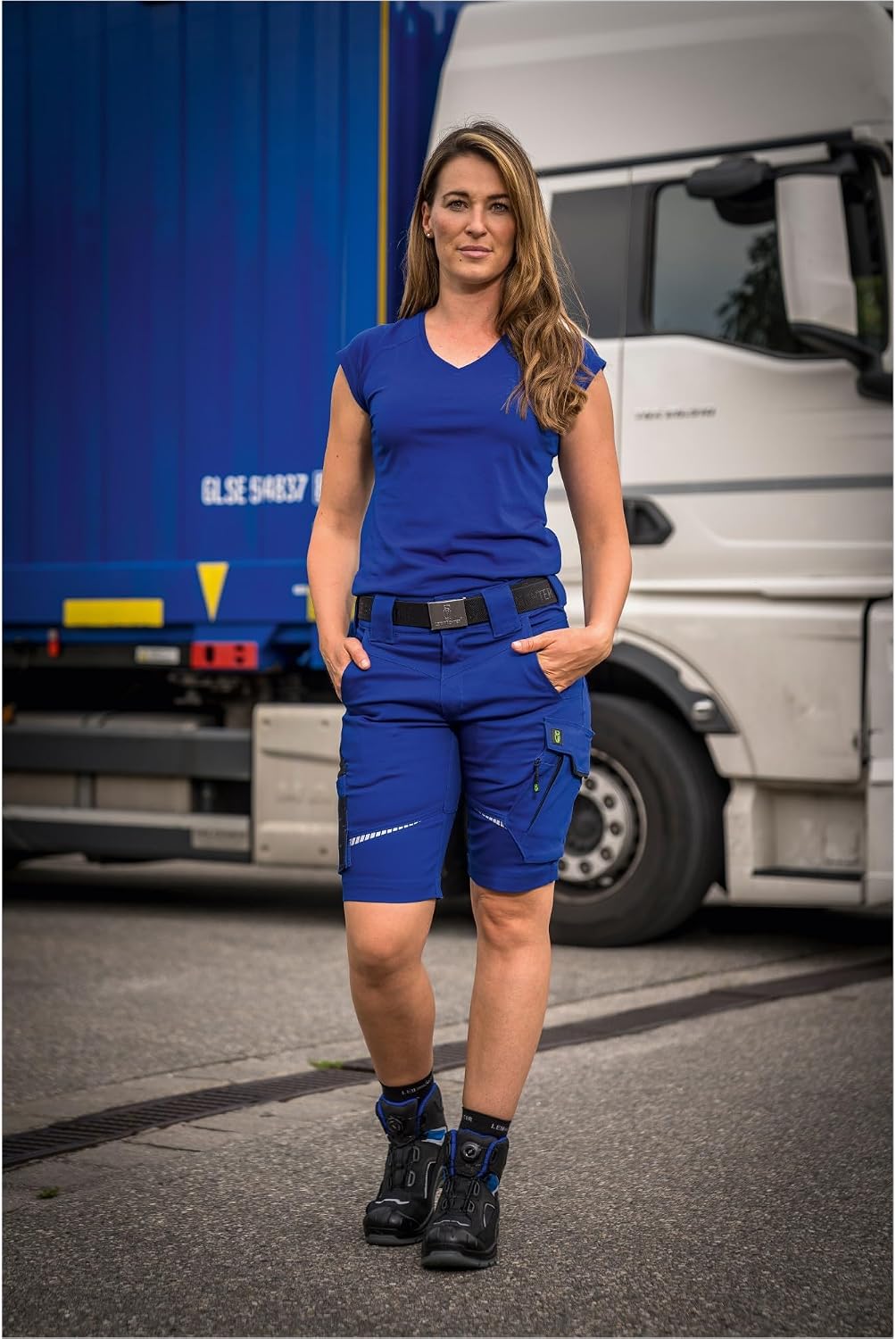 Leibwächter Flex-Line Damen T-Shirt V-Ausschnitt, tailliertes Arbeitsshirt Frauen, schnelltrocknend,