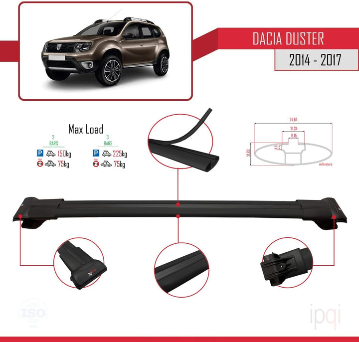 RE&AR Tuning Kompatibel mit Dacia Duster 2014-2018 Relingträger Fly Modell Dachträger Gepackträger S