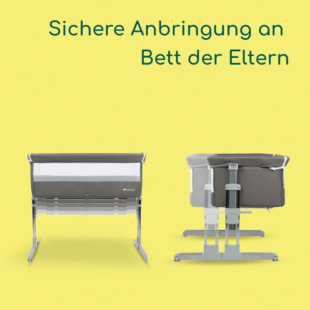 Bebeconfort Beistellbett Calidoo, höhenverstellbares Babybett, gemütlich und weich gepolstert, das B