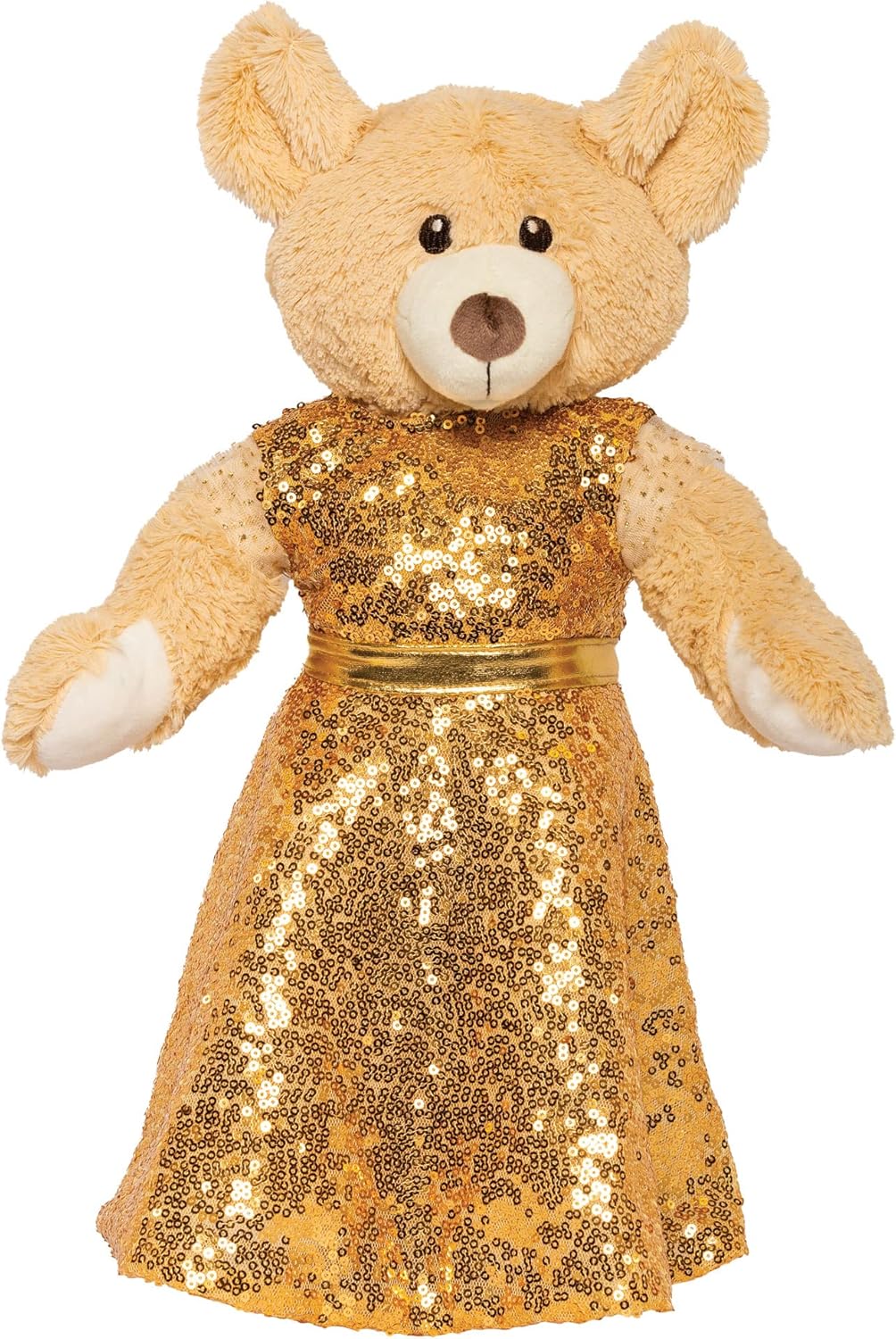 Heless 2330 - Puppenkleidung im Design Goldstar, Kleid mit goldenen Pailletten und Gürtel für Puppen
