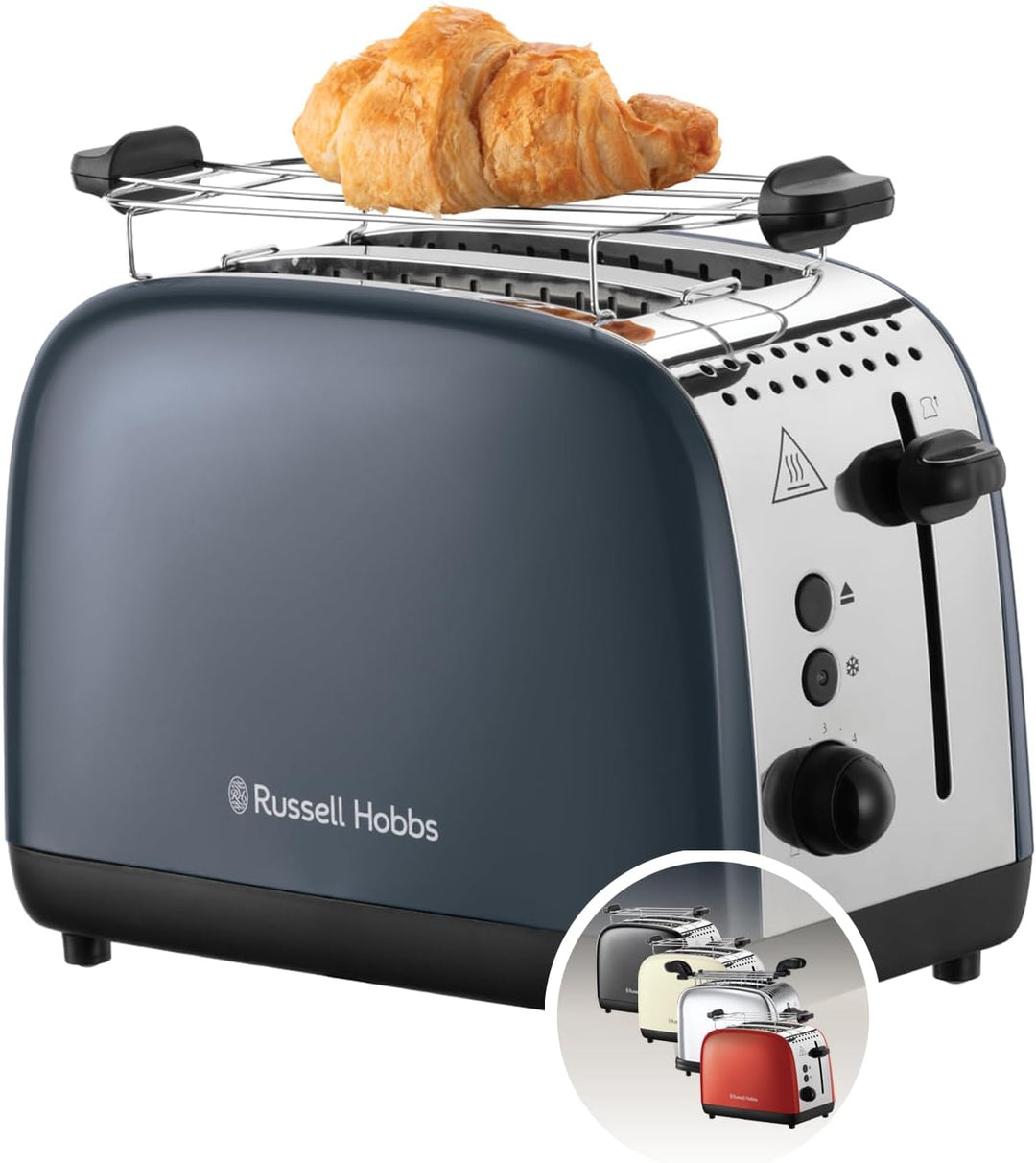 Russell Hobbs Toaster [für 2 Scheiben] Colours Plus Edelstahl Grau (extra breite Toastschlitze, inkl