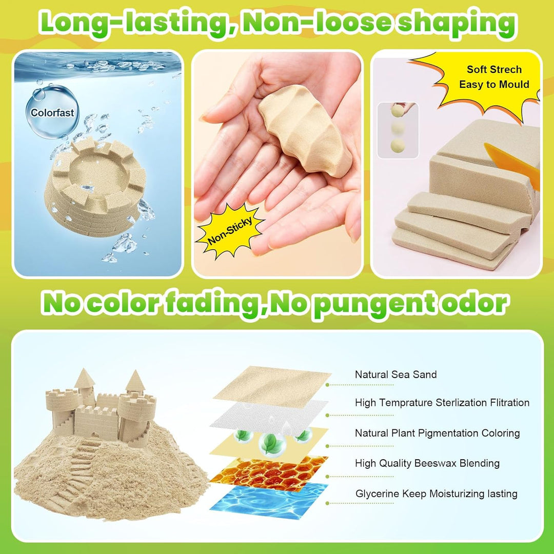 CROSOFMI Magic Sand Für Kinder Set Spielsand Faltbarer Sandkasten für Jungen Mädchen 3 4 5 6 7+ Jahr