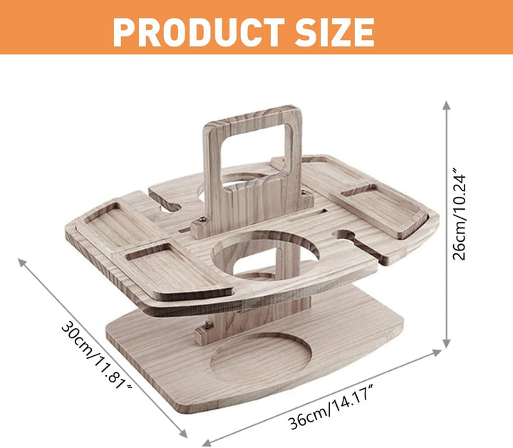 Picknick Weintisch, Klappbarer Picknicktisch mit Rotweinglashalter, Hölzerner Mini Snack Tablett, Tr