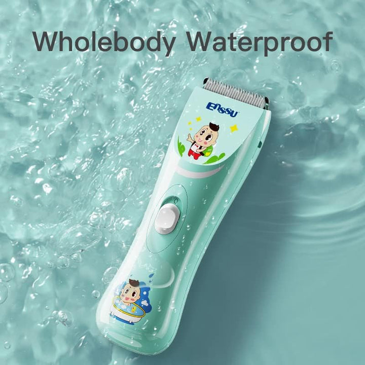ENSSU Elektronischer Baby Haarschneidemaschine, Wasserdicht Kinder Ruhig Haartrimmer mit 2 Führungen